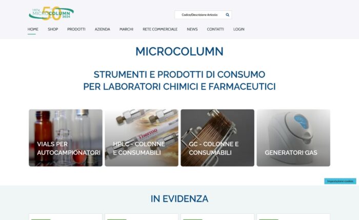 Microcolumn sito e-commerce b2b, catalogo prodotti